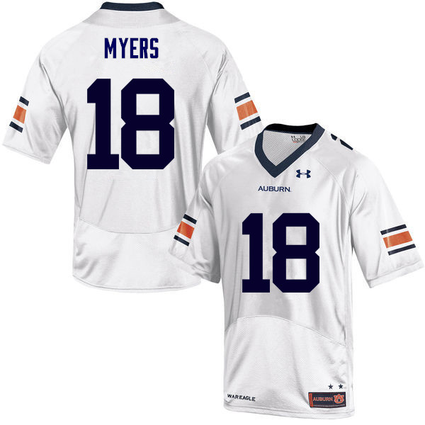 Men's Auburn Tigers #18 Jayvaughn Myers White College Stitched Football Jersey